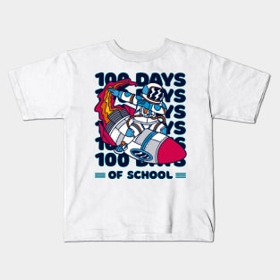 100 days of school typography featuring Astronauts dabbing on a rocket #1 Kids T-Shirt